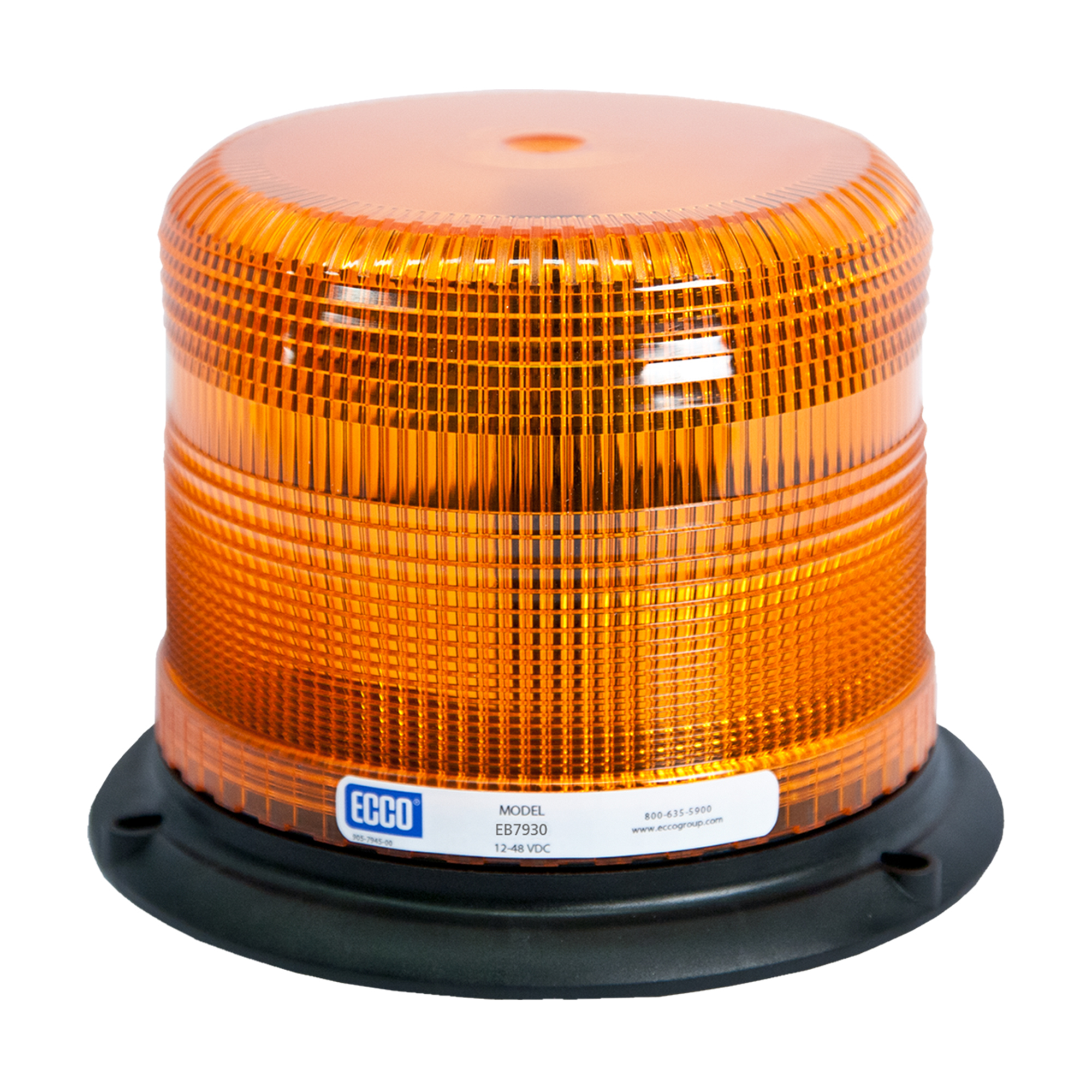 ECCO, LED Beacon: epoxy filled,11 flash patterns, amber, Light Type LED, Lens Color Amber, Included (qty.) 1 Model# EB7930A